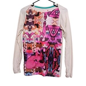 Little Missmatched Pink Purple Top With Furry Fox